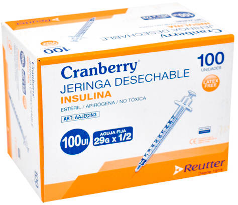 Foto Jeringa desechable Insulina 100 UI Cranberry